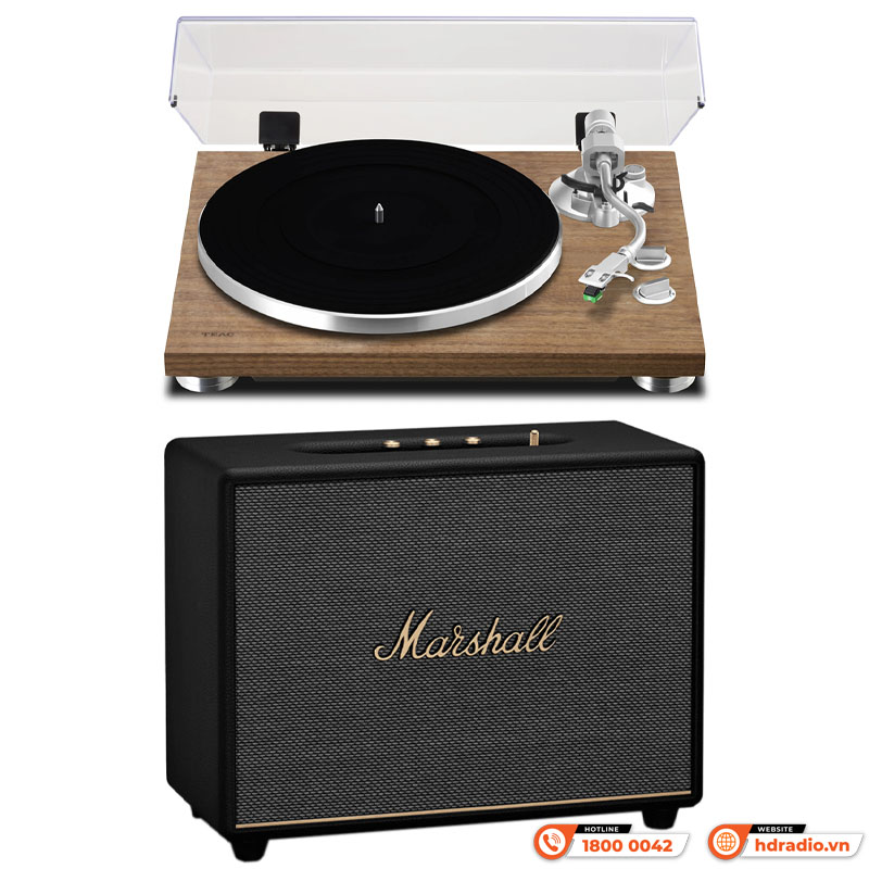 Combo nghe nhạc Đầu đĩa than TEAC TN-400BT X và Loa Marshall Woburn 3