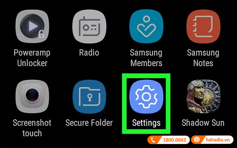Mở trình cài đặt Settings